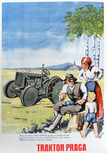 Traktor Praga pracuje za několik párů dobrých koní